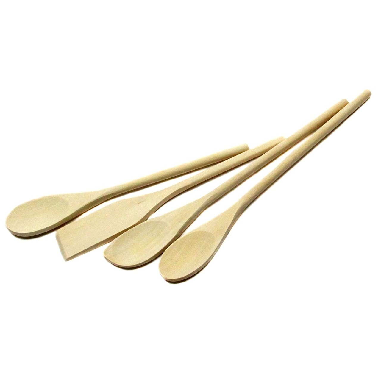 Chef Craft 4 Piece Natural Wooden Cooking / Mixing Kitchen Tool Spoon Set